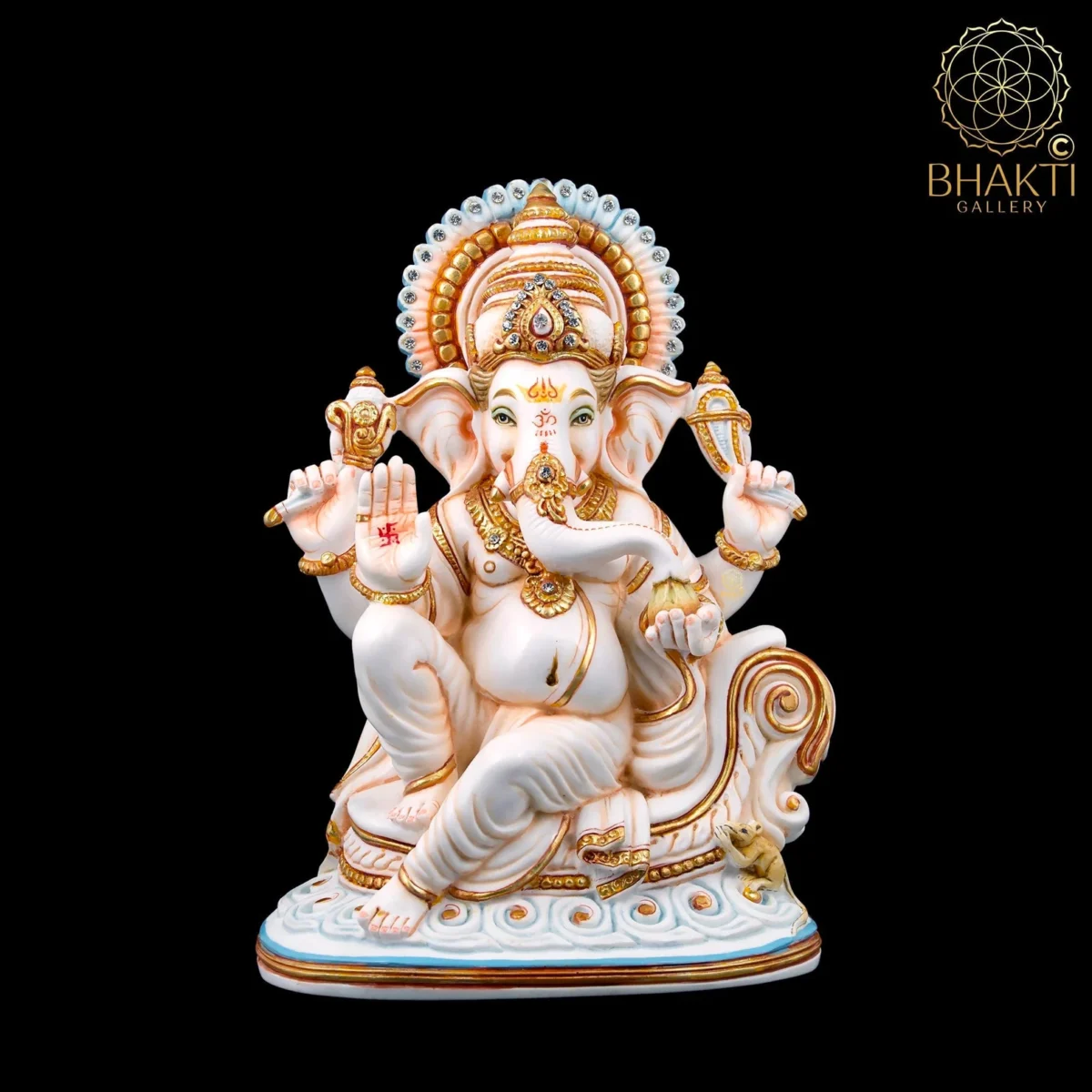 Cultured Marble Ganesha Statue – 27 cm Vinayak Ganapati Idol