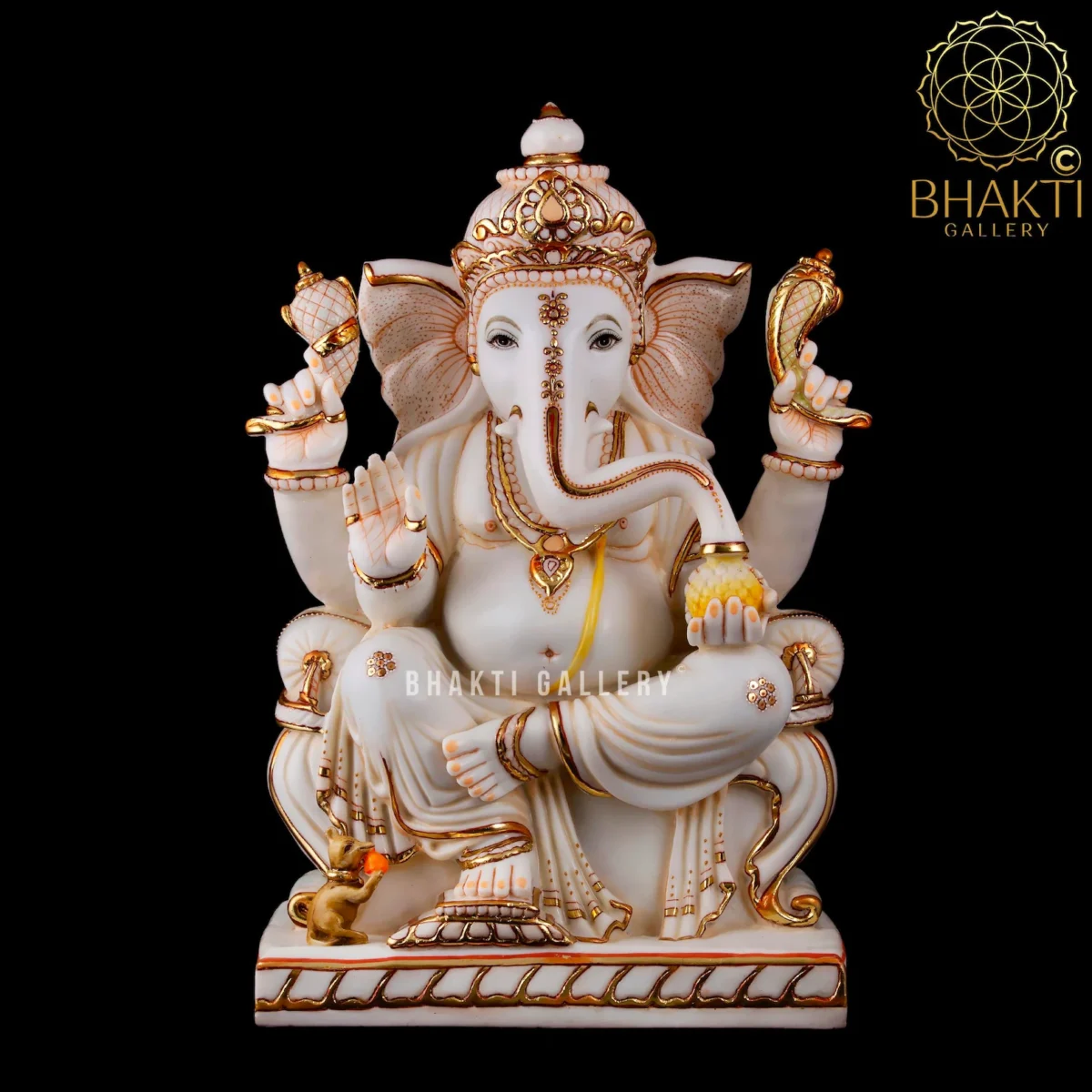 Large Hand-Painted Ganesha Statue – 59 cm Cultured Marble Ganapati Idol