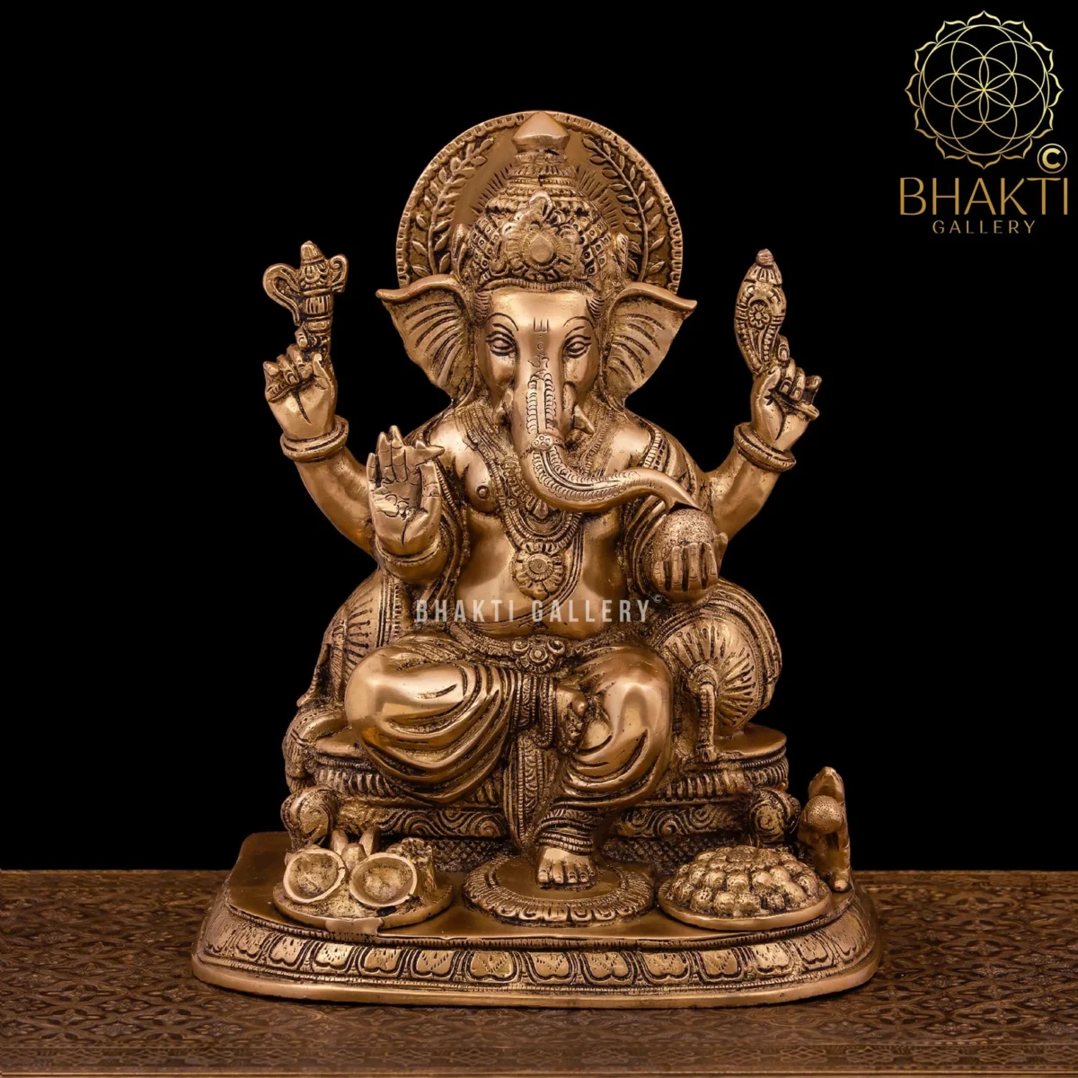 Brass Ganesha Statue – 33 cm Large Brass Ganesh Sculpture