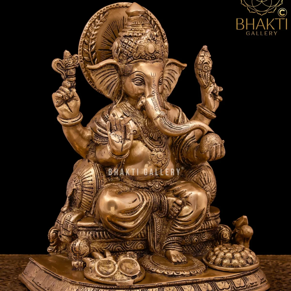 Brass Ganesha Statue – 33 cm Large Brass Ganesh Sculpture