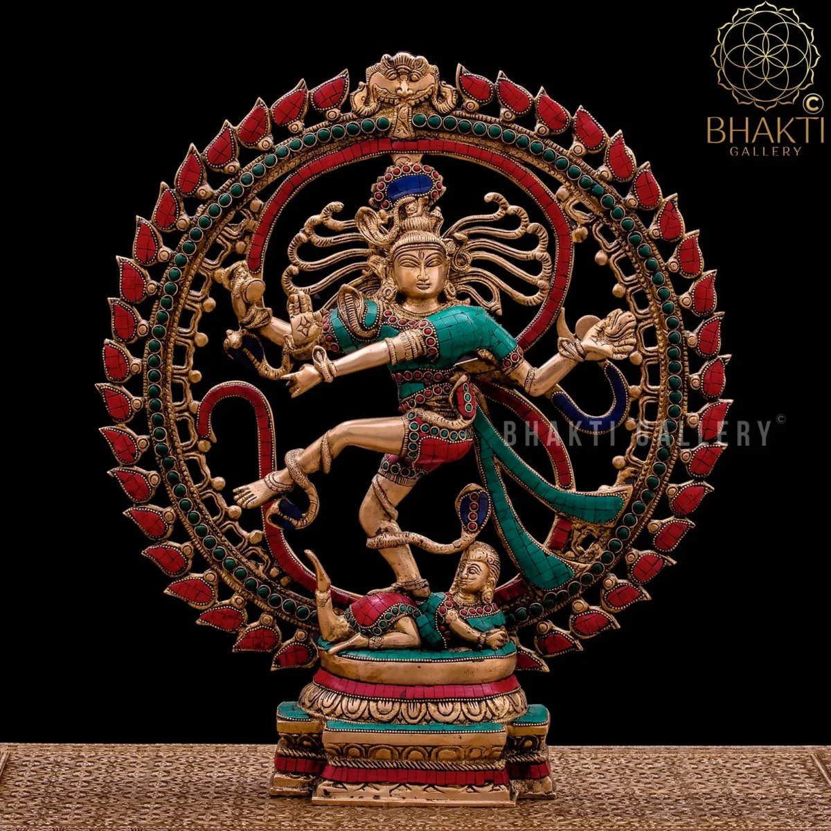 Brass Nataraja Statue (51 cm) – Big Large Brass Dancing Lord Shiva Natraj with Stonework | Shiv Nataraj Sculpture