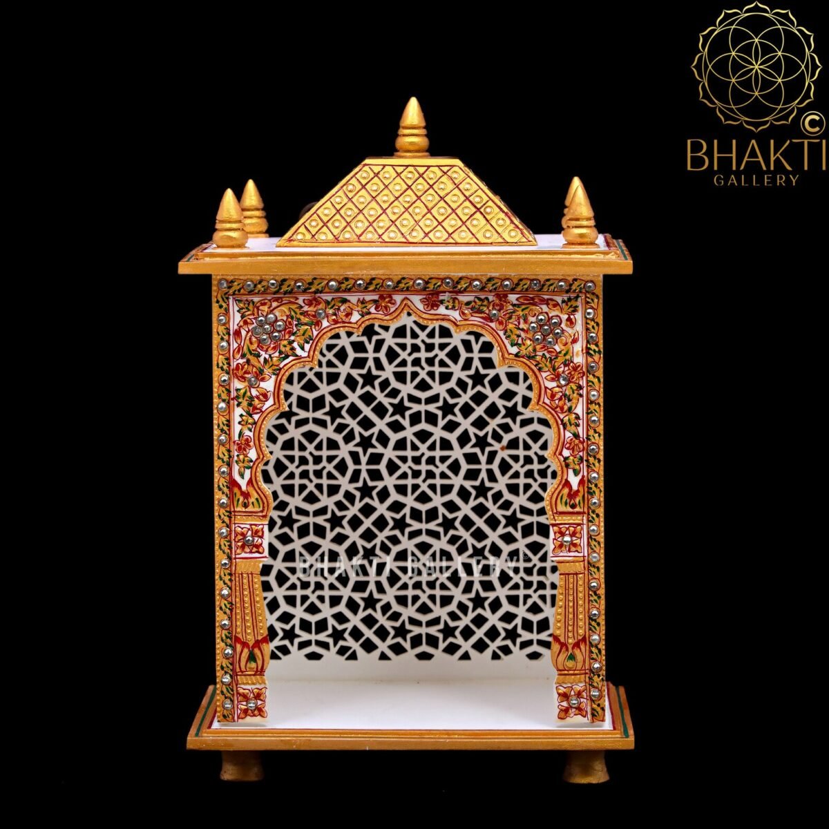28 cm Small Cultured Marble Mandir (Pooja Ghar) – Hand-Painted Hindu Temple for Home & Office