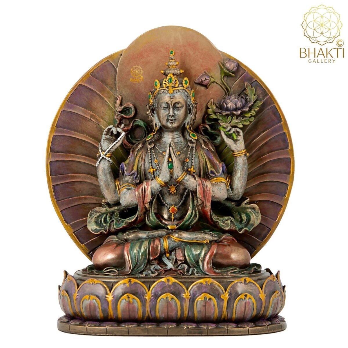Avalokiteshvara Statue (15 cm) – Small Bonded Bronze Chenrezig Bodhisattva Idol | Lokeshvara / Jana Baha Dyah