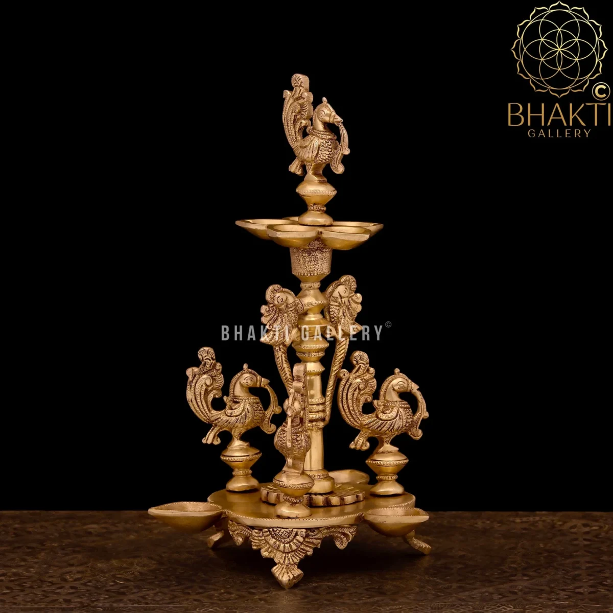 Annam Bird Brass Diya Stand – 31 cm Big Annapakshi Brass Oil Lamp (Kuthu Vilakku / Peacock Design Diya Deepam)