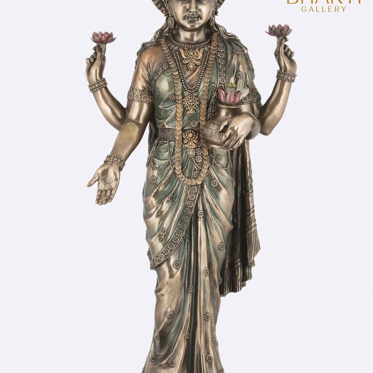 Large Standing Goddess Lakshmi Statue, 65 cm Big Bonded Bronze Laxmi Idol, Hindu Goddess of Wealth, Fortune & Prosperity