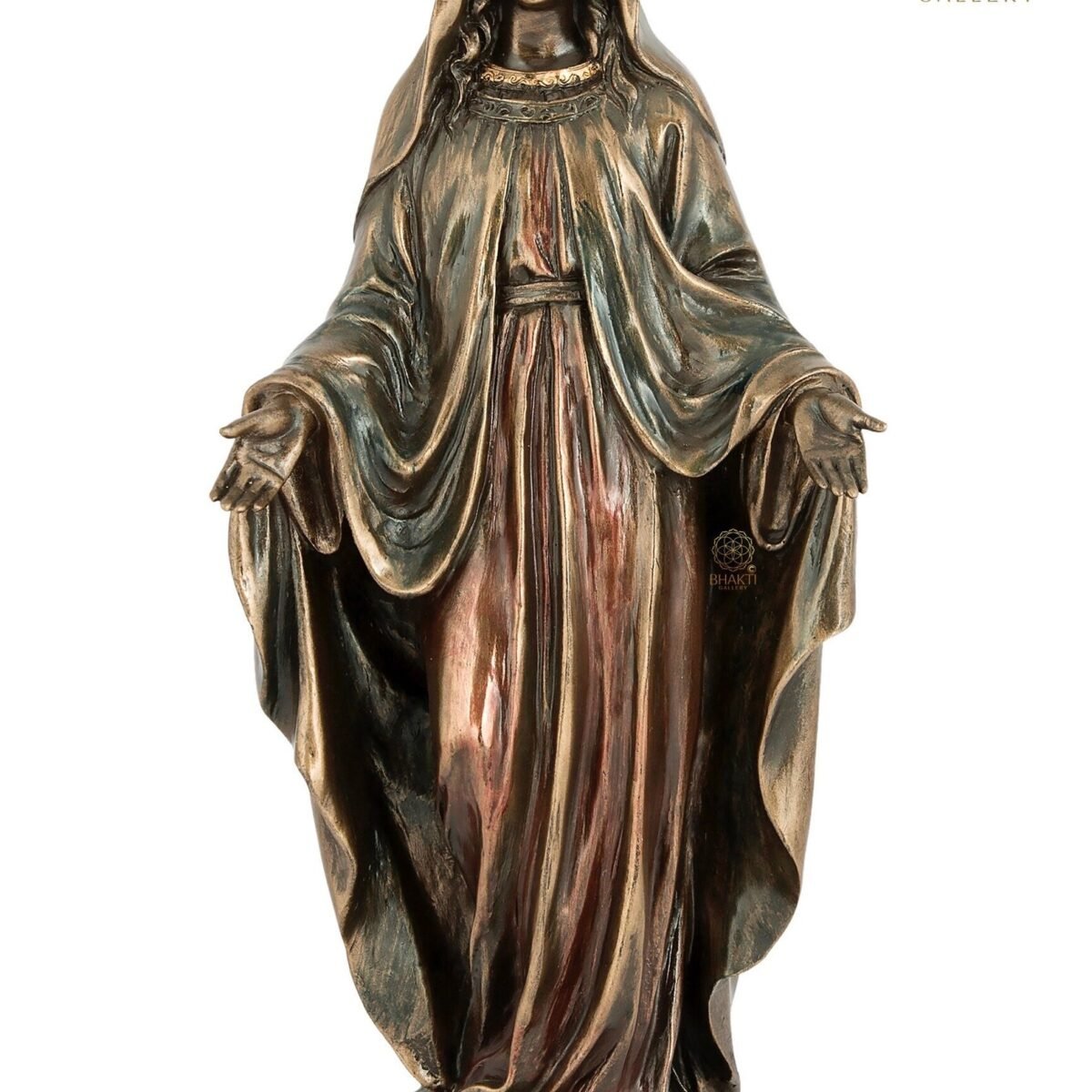 20 cm Virgin Mary Statue in Bronze Finish – Mother Mary Idol for Home, Prayer & Christmas Gift