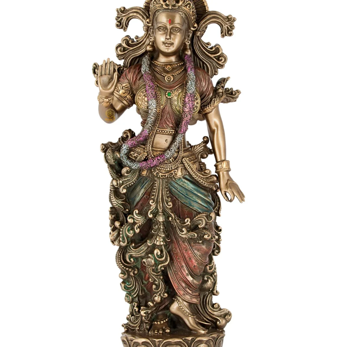 Goddess Radha Statue, 37 cm Bronze Finish Radha Idol, Hindu Goddess of Love, Devotion & Compassion