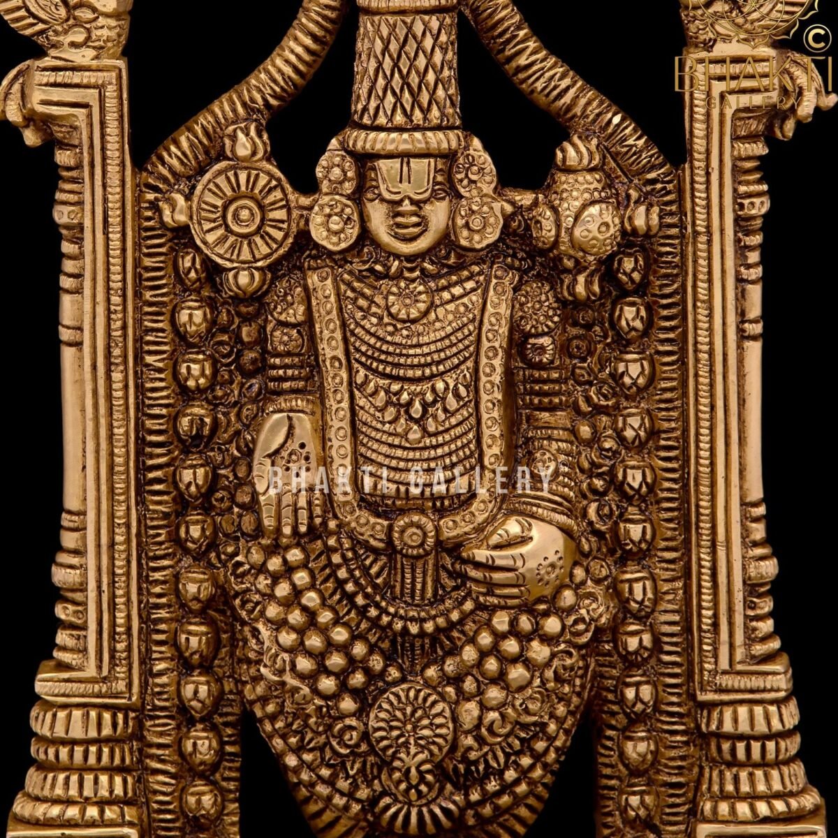 21 cm Brass Lord Venkateswara Statue, Tirupati Balaji / Perumal Srinivasa Murti