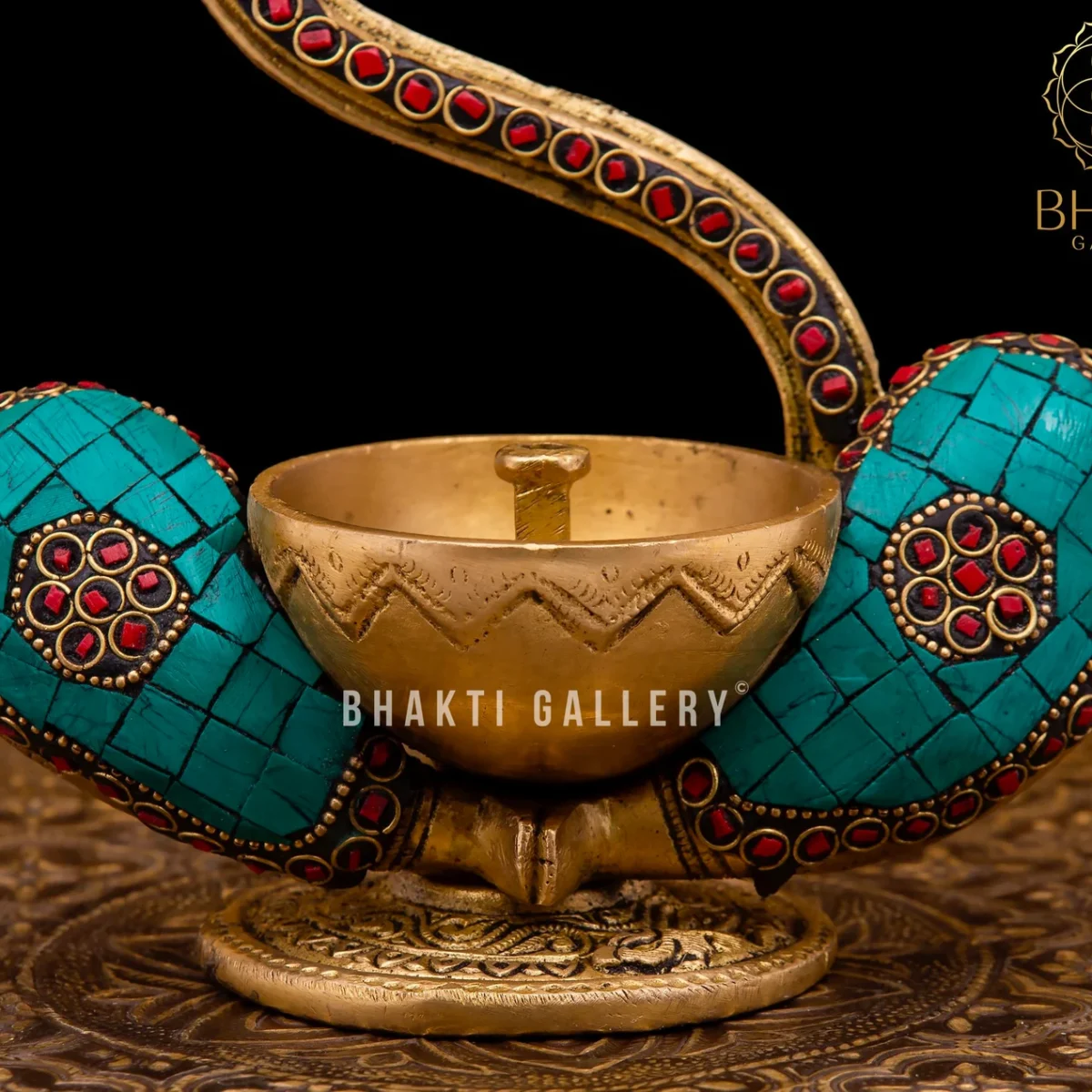 Brass Ganesha Diya for Pooja, 8.5 Inch Brass Ganesh Oil Lamp for Home Temple, Auspicious Decorative Diya