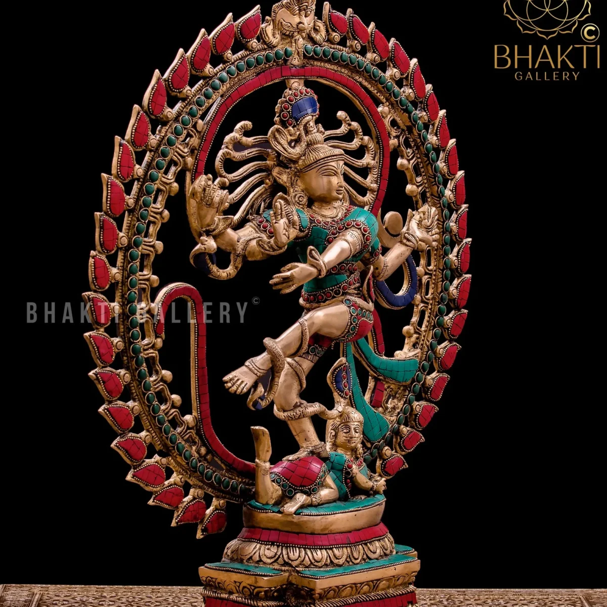 Brass Nataraja Statue (51 cm) – Big Large Brass Dancing Lord Shiva Natraj with Stonework | Shiv Nataraj Sculpture